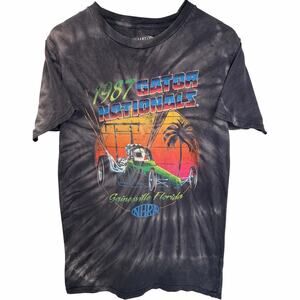 NHRA 1987 Gatornationals Mens S Black Tie Dye Racing Tee